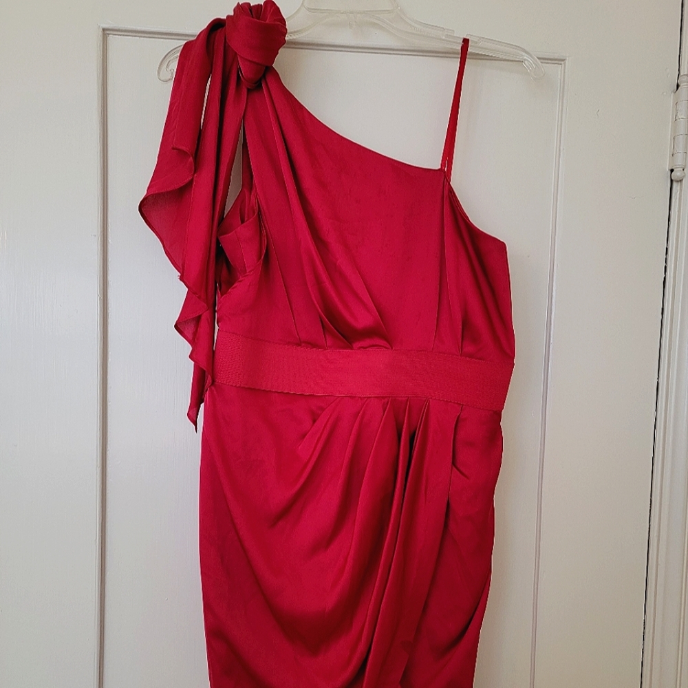 AQUA Red One Shoulder Dres Size 8